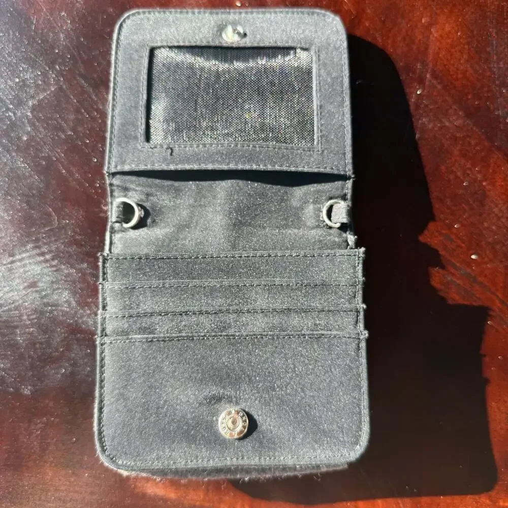 lei Grey Felt Wallet with Embroidered Floral Design with Damaged Mirror